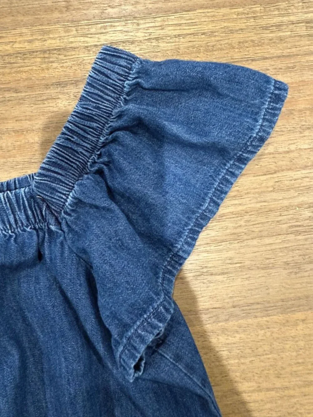 Gap Kids Flutter Sleeve Denim Top Size XL 12 Blue 100% Cotton Elastic